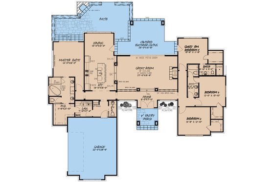 Floor Plan - Main Floor for Prairie House Plan #923-164 - 4 bed, 3.5 bath