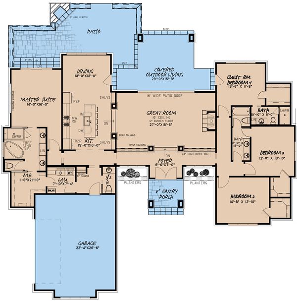 House Blueprint - Prairie Floor Plan - Main Floor Plan #923-164