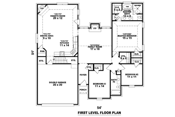 Floor Plan - Main Floor for European House Plan #81-1501 - 4 bed, 3 bath