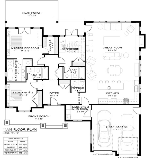 Country Floor Plan - Main Floor Plan #1101-7