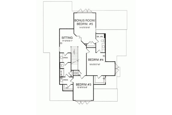 Floor Plan - Upper Floor for Farmhouse House Plan #37-227 - 5 bed, 4 bath