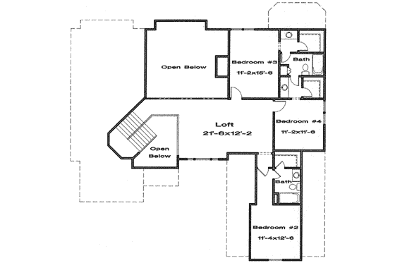 Floor Plan - Upper Floor for Traditional House Plan #6-190 - 4 bed, 3.5 bath