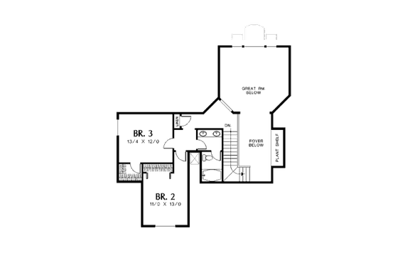 Floor Plan - Upper Floor for European House Plan #48-337 - 3 bed, 2.5 bath