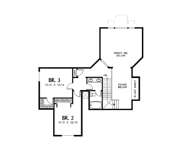 House Blueprint - European Floor Plan - Upper Floor Plan #48-337