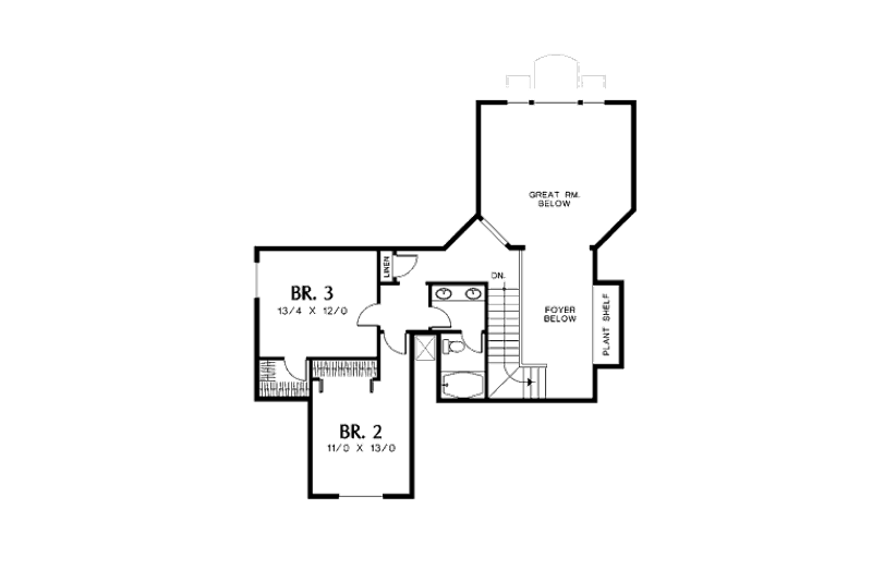 Home Plan - Floor Plan - Upper Floor for European House Plan #48-337 - 3 bed, 2.5 bath