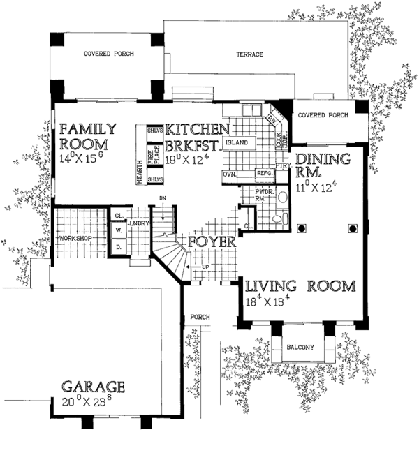 House Design - Mediterranean Floor Plan - Main Floor Plan #72-939