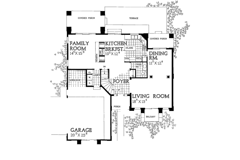Dream House Plan - Floor Plan - Main Floor for Mediterranean House Plan #72-939 - 3 bed, 2.5 bath