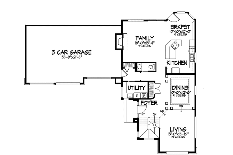 Home Plan - Floor Plan - Main Floor for Traditional House Plan #320-882 - 3 bed, 2.5 bath