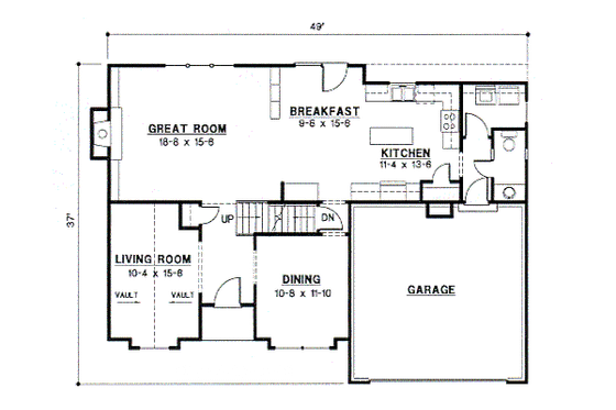 Floor Plan - Main Floor for Traditional House Plan #67-523 - 4 bed, 3.5 bath