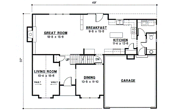 Floor Plan - Main Floor for Traditional House Plan #67-523 - 4 bed, 3.5 bath