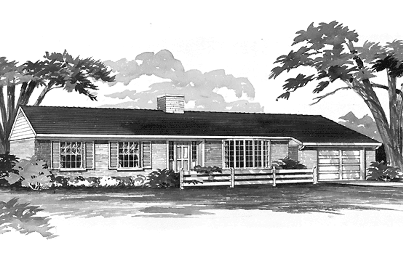 Architectural House Design - Ranch Exterior - Front Elevation Plan #72-511