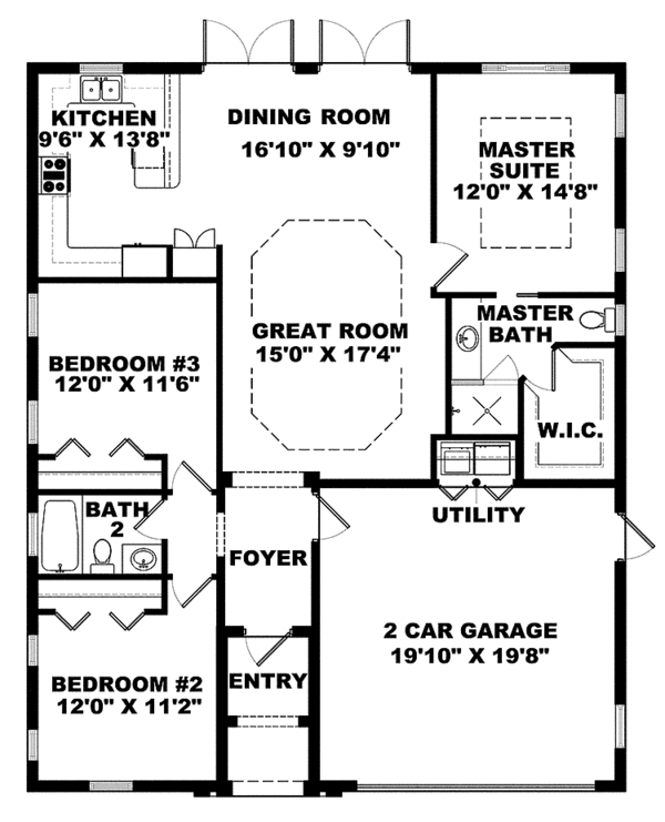 Architectural House Design - Mediterranean Floor Plan - Main Floor Plan #1017-112