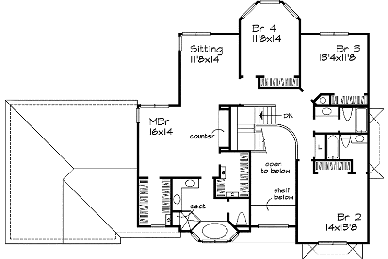 Home Plan - Floor Plan - Upper Floor for Prairie House Plan #320-620 - 3 bed, 3.5 bath
