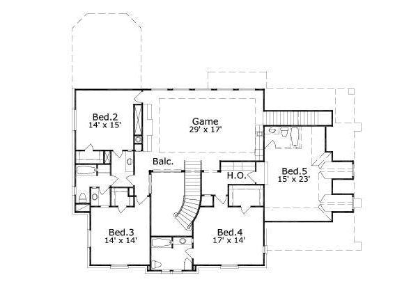 Traditional Floor Plan - Upper Floor Plan #411-159