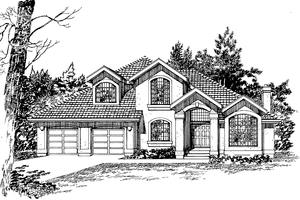 Home Plan - Exterior - Front Elevation for Mediterranean House Plan #47-1004 - 3 bed, 3 bath