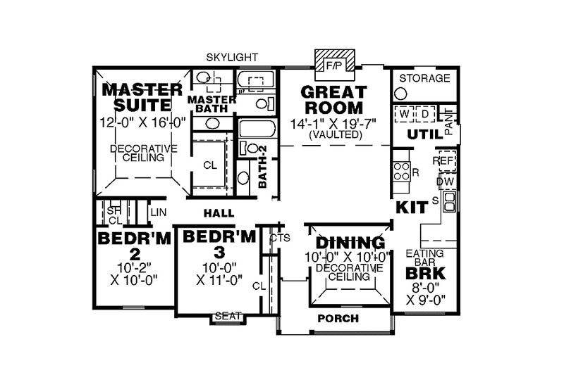 Dream House Plan - Floor Plan - Main Floor for Country House Plan #34-247 - 3 bed, 2 bath