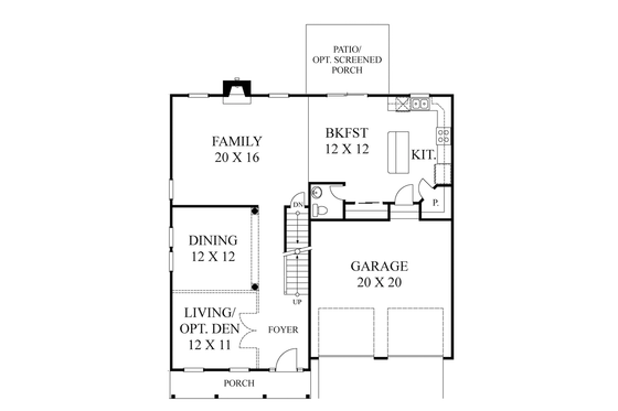 Floor Plan - Main Floor for Colonial House Plan #1053-54 - 4 bed, 2.5 bath