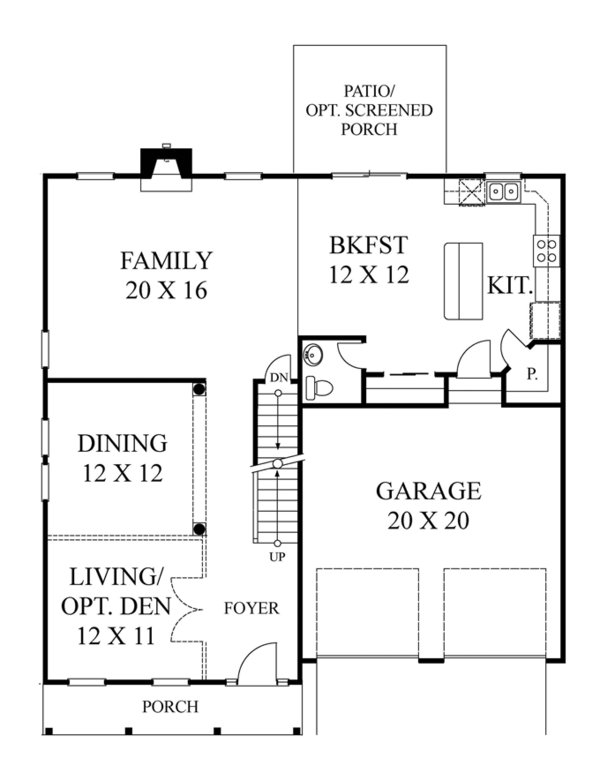 Home Plan - Colonial Floor Plan - Main Floor Plan #1053-54