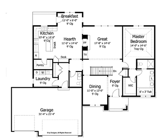Dream House Plan - European Floor Plan - Main Floor Plan #51-972
