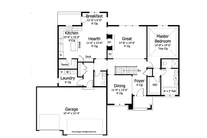 Dream House Plan - Floor Plan - Main Floor for European House Plan #51-972 - 1 bed, 1.5 bath