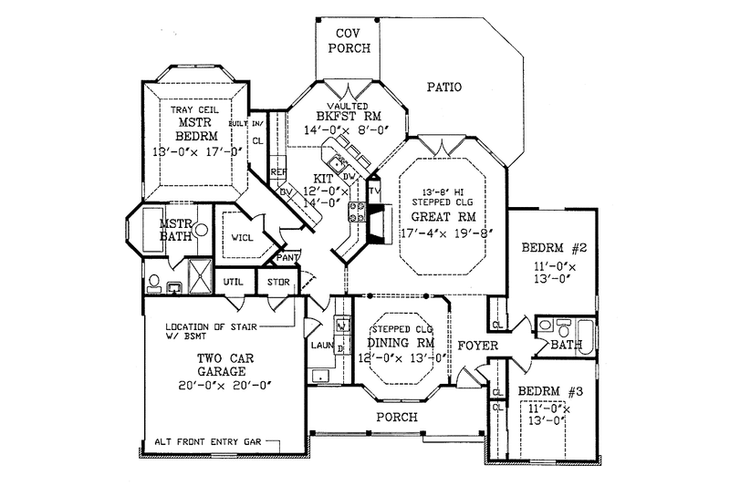 Architectural House Design - Floor Plan - Main Floor for Country House Plan #314-186 - 3 bed, 2 bath
