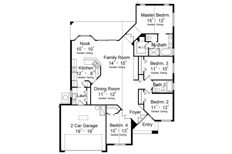 Architectural House Design - Floor Plan - Main Floor for Mediterranean House Plan #417-852 - 4 bed, 2 bath