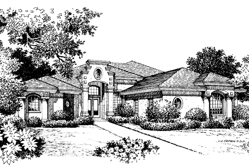 Home Plan - Exterior - Front Elevation 3 for Mediterranean House Plan #417-693 - 4 bed, 3 bath