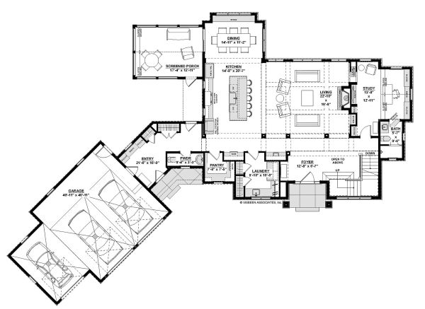 House Blueprint - European Floor Plan - Main Floor Plan #928-342