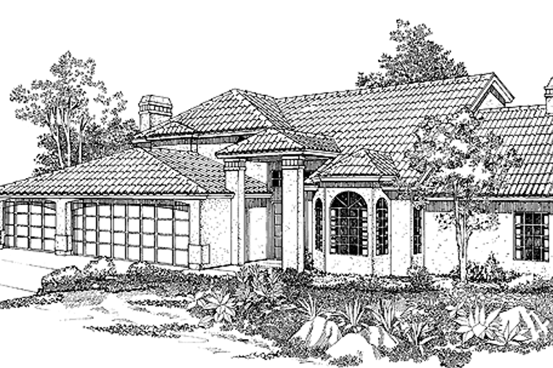 Architectural House Design - Mediterranean Exterior - Front Elevation Plan #72-933