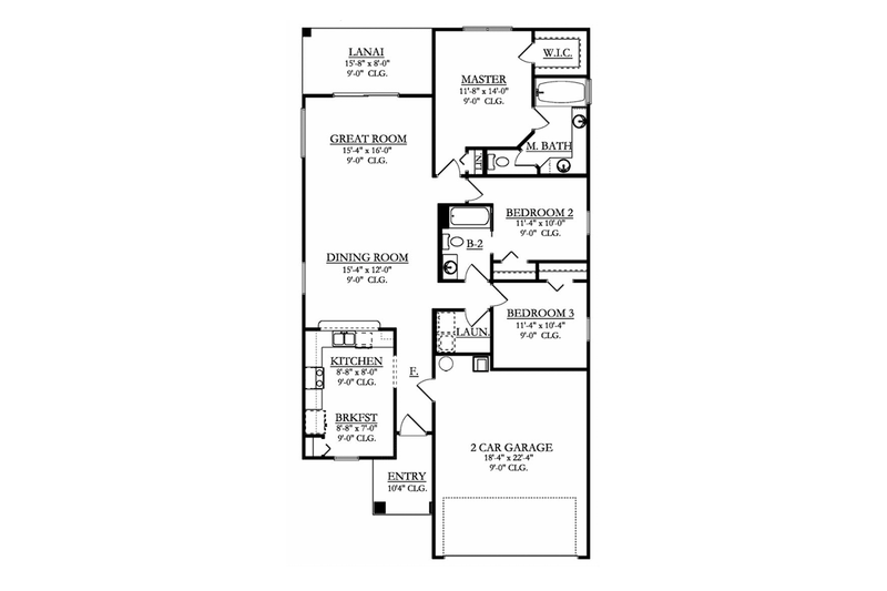 Dream House Plan - Floor Plan - Main Floor for Mediterranean House Plan #1058-93 - 3 bed, 2 bath
