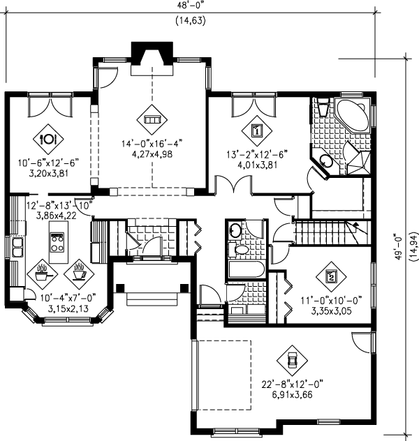 Home Plan - Traditional Floor Plan - Main Floor Plan #25-164