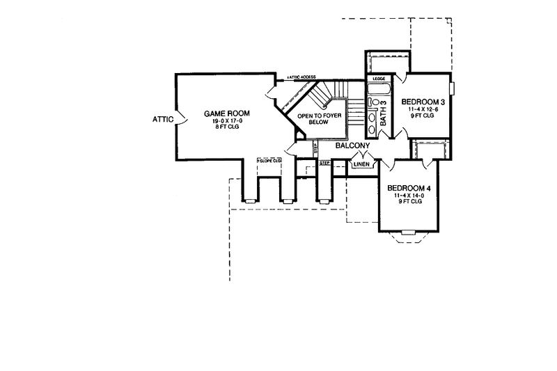 House Blueprint - Floor Plan - Upper Floor 1 for Country House Plan #952-107 - 4 bed, 3 bath
