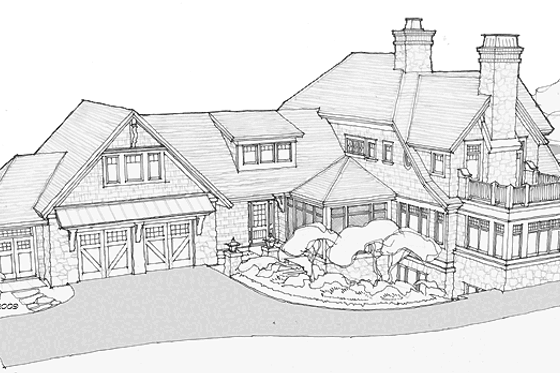 Exterior - Rear Elevation 3 for Craftsman House Plan #928-185 - 4 bed, 3.5 bath