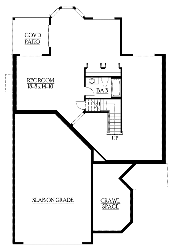 Craftsman Floor Plan - Lower Floor Plan #132-371