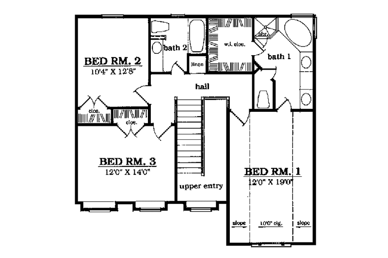 Home Plan - Floor Plan - Upper Floor for Country House Plan #42-425 - 3 bed, 2.5 bath