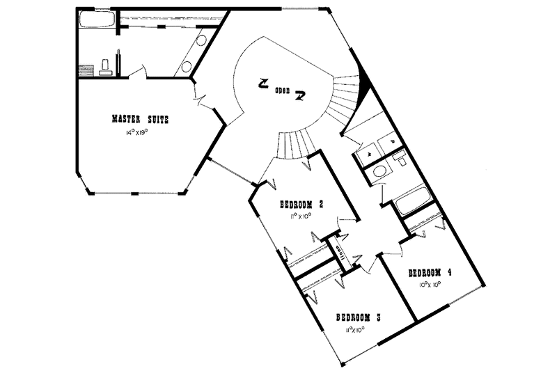 House Blueprint - Floor Plan - Upper Floor for Contemporary House Plan #60-880 - 4 bed, 2.5 bath