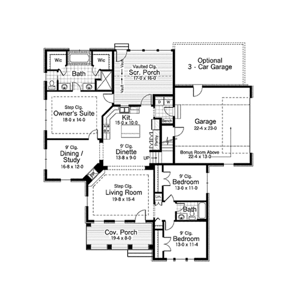 House Design - Colonial Floor Plan - Main Floor Plan #51-1045