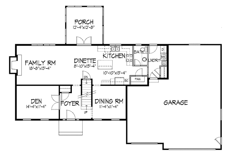 Home Plan - Floor Plan - Main Floor for Colonial House Plan #51-736 - 4 bed, 2.5 bath