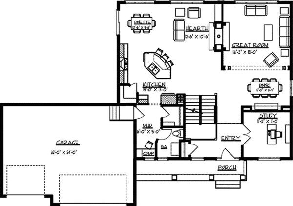 Dream House Plan - European Floor Plan - Main Floor Plan #320-1478