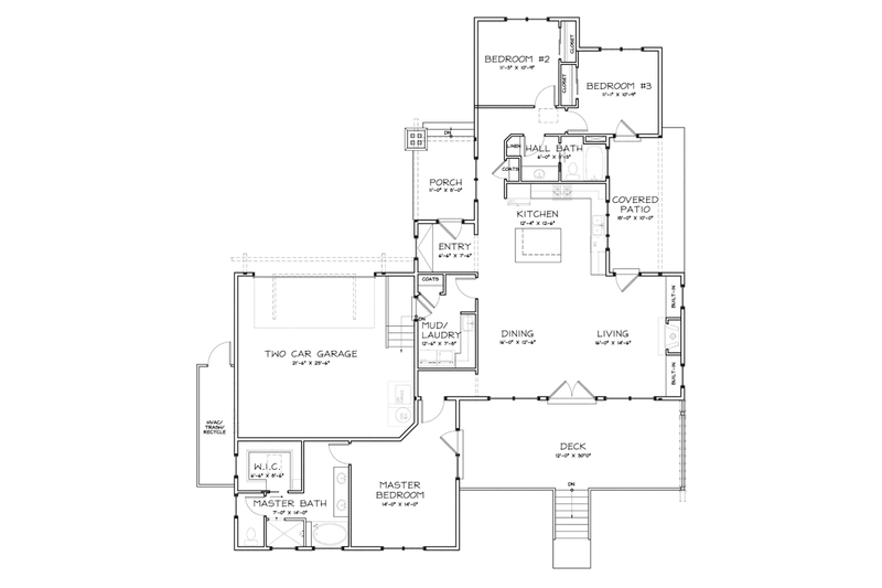 Home Plan - Floor Plan - Main Floor for Craftsman House Plan #895-81 - 3 bed, 2 bath