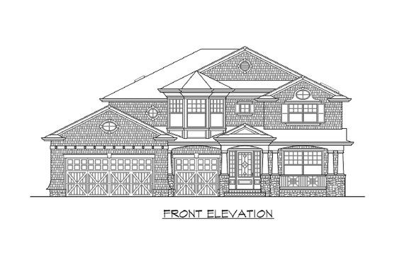 Exterior - Front Elevation 3 for Traditional House Plan #132-569 - 5 bed, 3 bath