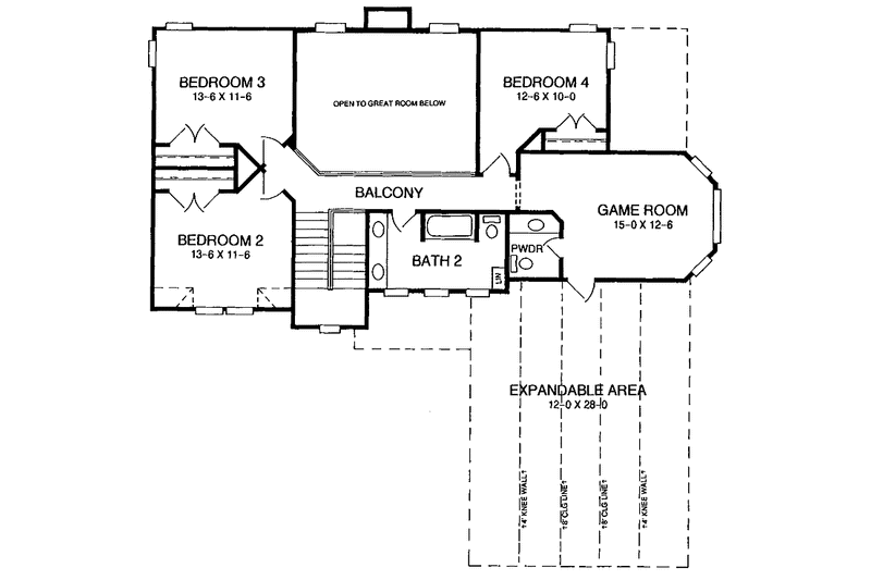 Home Plan - Floor Plan - Upper Floor 1 for Traditional House Plan #952-83 - 4 bed, 2 bath