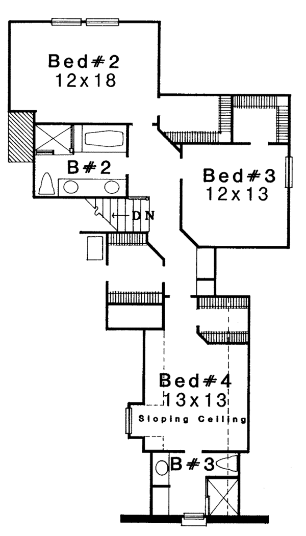 House Plan Design - Traditional Floor Plan - Upper Floor Plan #310-1078