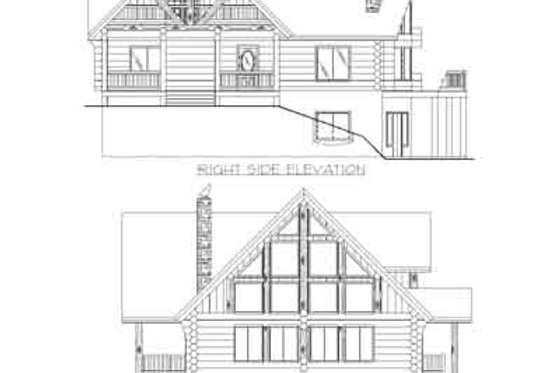 Exterior - Rear Elevation for Log House Plan #117-397 - 6 bed, 3 bath