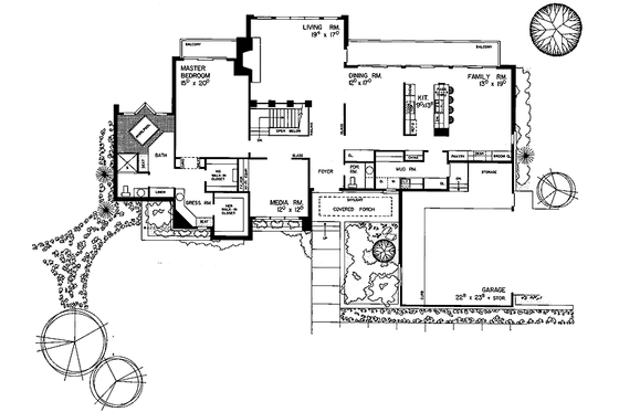 Floor Plan - Main Floor for Contemporary House Plan #72-784 - 4 bed, 3.5 bath