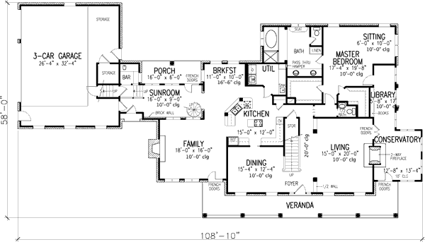 Home Plan - Southern Floor Plan - Main Floor Plan #410-195