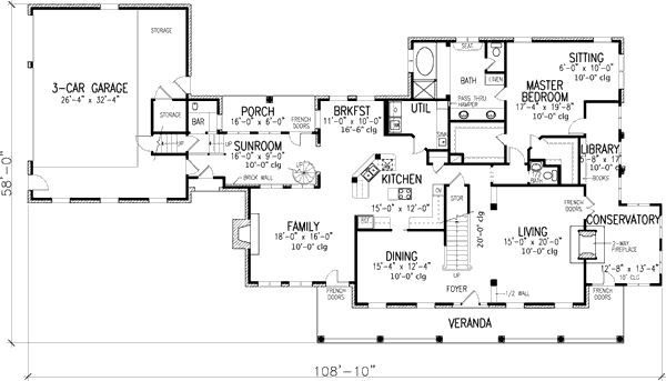 House Plan Design - Southern Floor Plan - Main Floor Plan #410-195