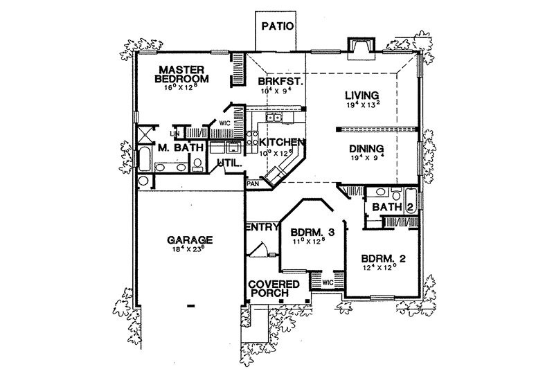 Architectural House Design - Floor Plan - Main Floor for Ranch House Plan #472-273 - 3 bed, 2 bath