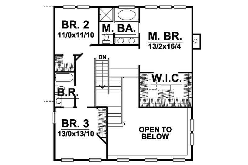 Architectural House Design - Floor Plan - Upper Floor for Classical House Plan #320-831 - 3 bed, 3 bath