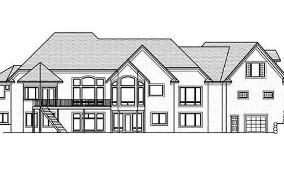 Exterior - Rear Elevation for European House Plan #51-338 - 5 bed, 4.5 bath